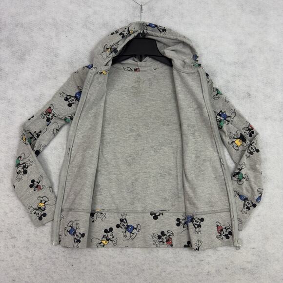 Disney Mickey Mouse Youth Hoodie Gray Zip All Over Print Sweatshirt Medium - Picture 7 of 9